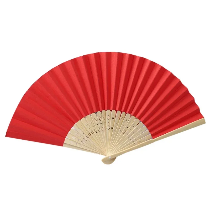 Folding paper fan, folding fan dance wedding, hand-held solid color fan gift home decoration accessories outdoor hand-held fan