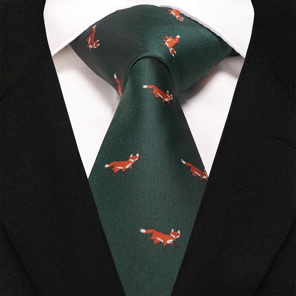 EASTEPIC 8 cm rot-blaue Jacquard-Krawatten für Herren, Herren-Krawatte, hochwertiges Accessoire, Geschäftsgeschenk, Fuchs, Drache, Flamingo, Schnecke, Ente, Tier – Detail 21