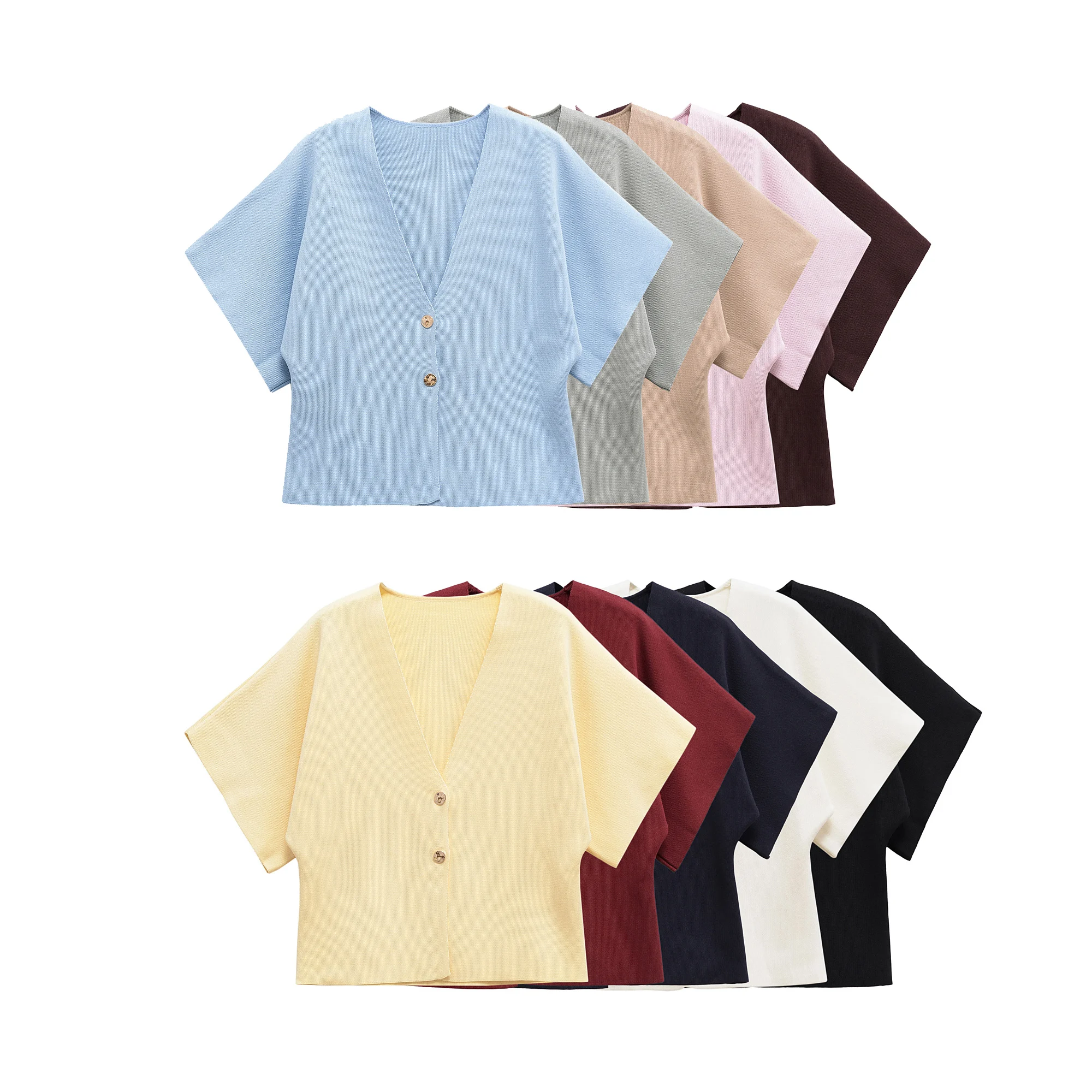 

ZBZR Spring New Women's Faionable ort Sve Knitted Jaet Versatile Simple Design Polyester Fiber Straight Cut Commute ...
