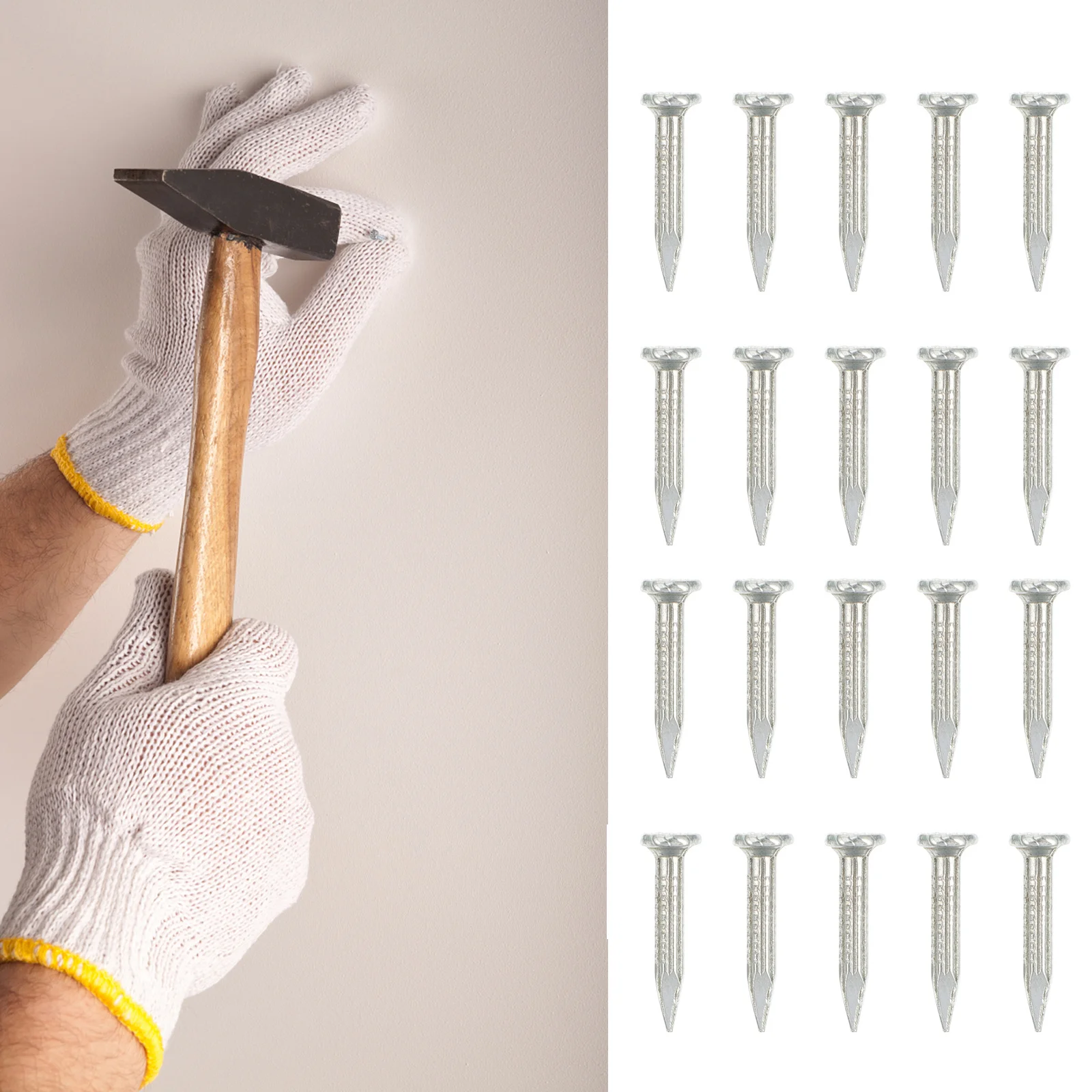 

310Pcs Hardened Galvanized Steel Nails Thickened Point Tip Cement Concrete Wall Nails High Hardness Corrosion Resistance Steel