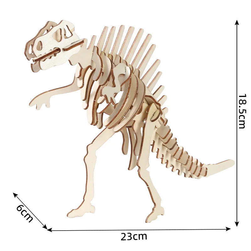 木製3D恐竜パズルセット、環境に優しいバスウッド+レーザーカット、接着剤不要のDIY組み立て、トリケラトプス/ティラノサウルス/ステゴサウルスデザイン
