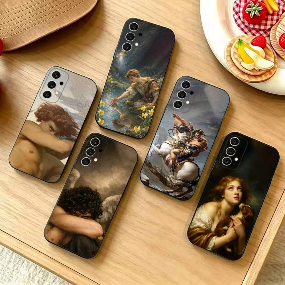 Ancient Art Painting-g Shockproof Black Cell Phone Cover, Fit for Samsung S20,S21,S22,S23,S24,S25,S26,Ultra,Plus,FE,Lite