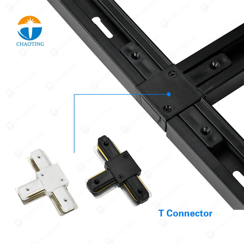 Oppervlak Opknoping 1M 1.5M Commerciële 2 Draad Spot Light Accessoires System Aluminium Eenfase Led Track Rail En accessorie