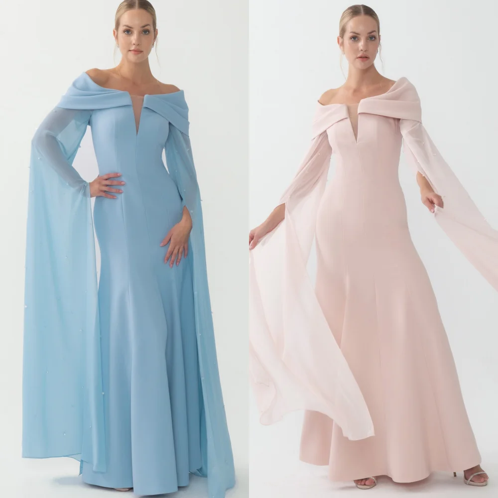 

Customized Fashion Sizes Available Jersey Pleat Ruched Mermaid Off-the-shoulder Long Dresses Bespoke Occasion Dresses Formal