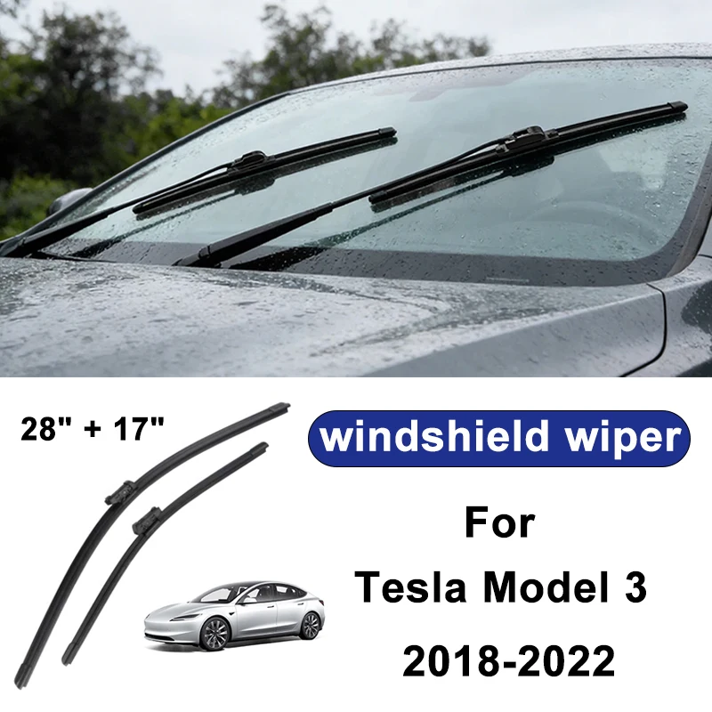 For Tesla Model 3 2018-2022 car windshield front/rear wipers, silent wiper blades,car blade brush accessories