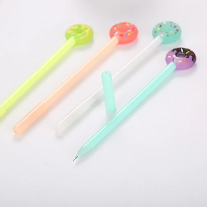 4/12Pcs Gel Pens Cute Donut Silicone Topper Sign Pens, 0.5mm Stainless Steel Nib Stationery for Student School Office Writing