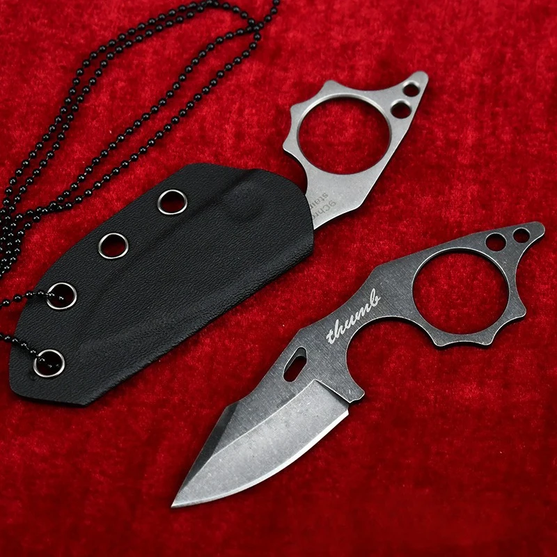 

Mini Thumb Fixed Knife with Sheath Portable Pocket Knife Sharp Cutting Camping Rescue Outdoor Knife Survival Knife EDC Tools