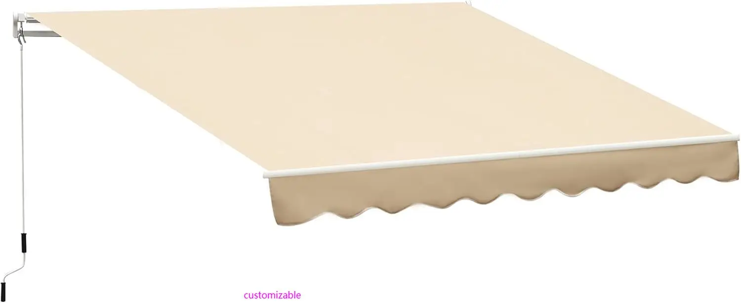 

Выдвижной тент 10 x 8 футов, навесы для патио, навес для навеса с ручным управлением, устойчивая к ультрафиолетовому излучению и водонепроницаемой тканью и алюминиевой рамой