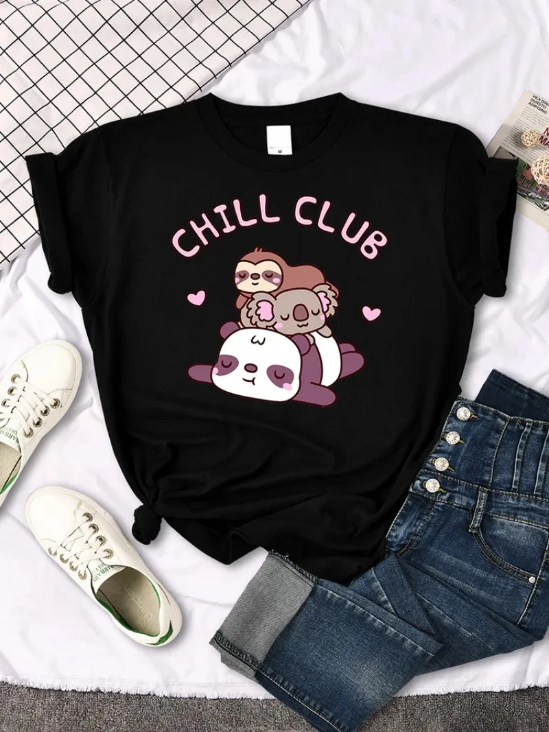 T-Shirt Females Kawaii Cartoon Graphic Tops Womans Sports Oversize Harajuku Funny Girls T-Shirts Panda Koala Sloth Cute Printed