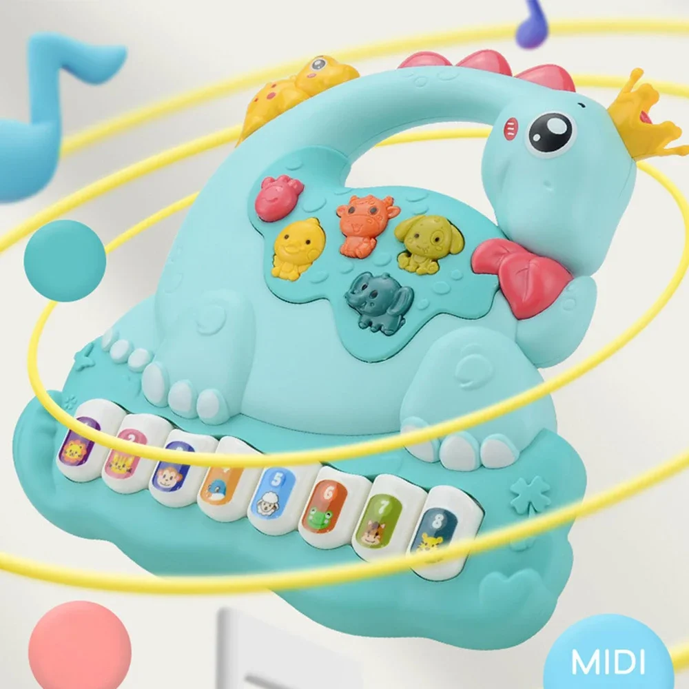 Brinquedos dinossauro piano música iluminar brinquedos para meninos meninas brinquedos infantis, teclado de piano interativo brinquedos para crianças presentes