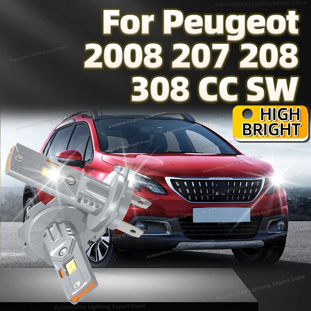 

2 шт. светодиодные фары Canbus автомобильные лампы без вентилятора 30000LM супер яркие лампы для Peugeot 2008 207 208 308 CC SW