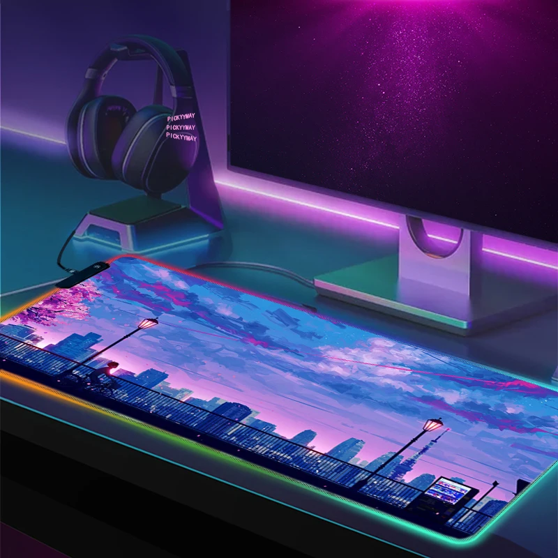 

Moon Large RGB Gamer Mousepad Mouse Mat Gaming Mousepads LED Keyboard Mats Luminous Desk Pads Mouse Pad For PC