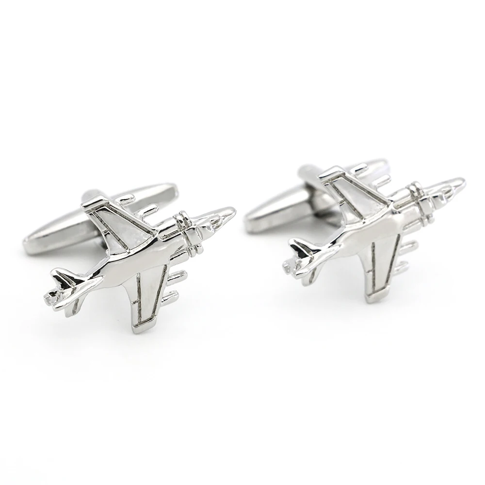 War Aircraft Design Fighter Plane Cufflinks Quality Brass Material Silver Color Cuff Links Wholesale&retail