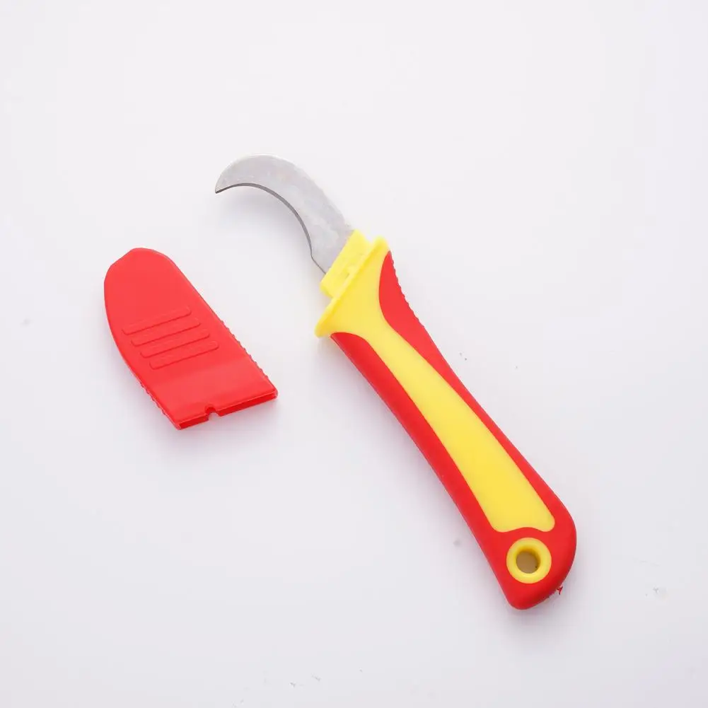 Insulated Electrician Knife - Straight/Curved/Hook Fixed Blade, Cable Stripping Snips & Wire Stripper Peeling Hand Tool - view 6