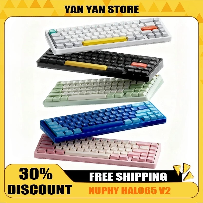 

НОВАЯ беспроводная механическая клавиатура NuPhy Halo 65 V2, 3 режима, Bluetooth 2,4G, игровая клавиатура для киберспорта с горячей заменой для MAC/Windows