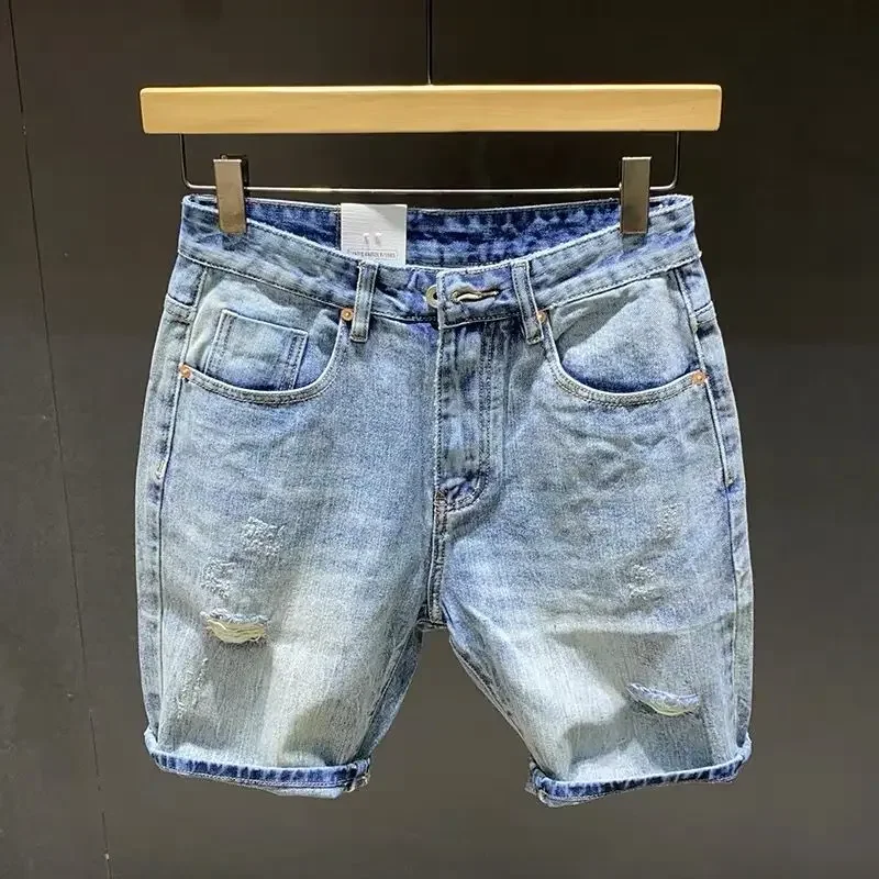 

Ripped Wide Baggy Loose Short Jeans Pants for Men Man Denim Shorts Distressed Cowboy Cut Y2k Fashion Vintage Summer Retro Jorts