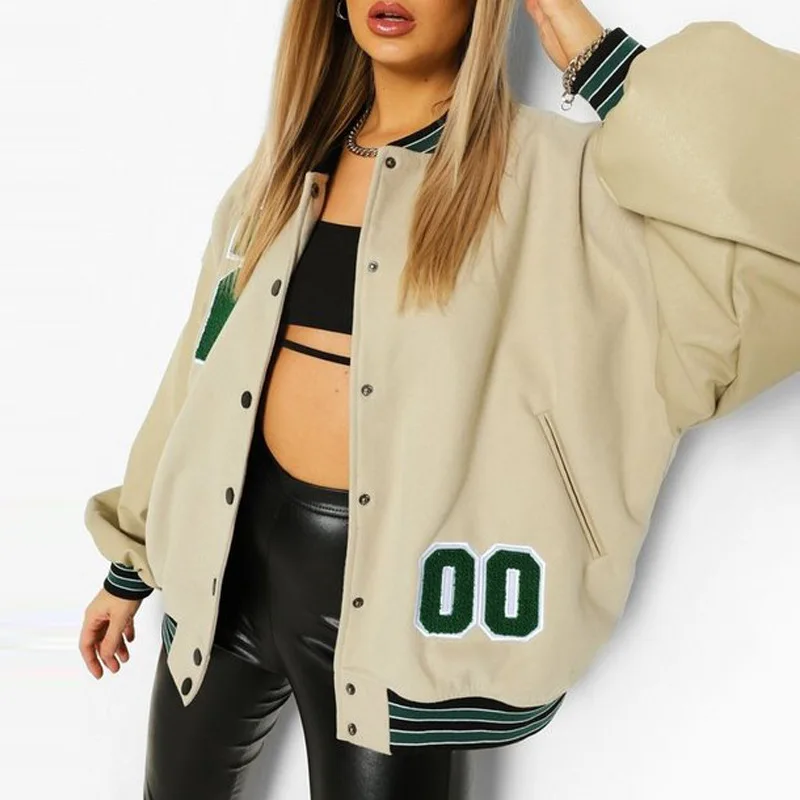 Street Girl Punk Style Jacket Baseball Uniform 2024 Autumn Winter New Letter Embroidery Hip-hop Fleece Jacket Leather Jacket