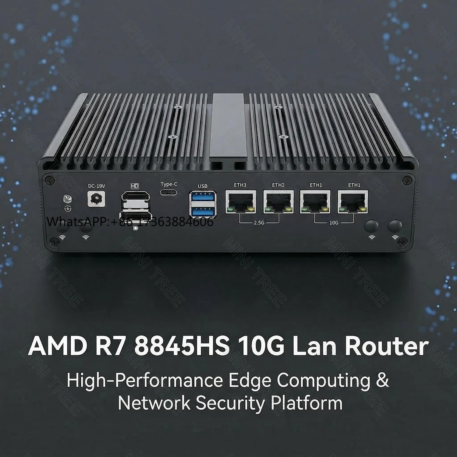 

Безвентиляторный промышленный сервер R7 8845HS R5 7640HS с портами 10G+2.5G для периферийных вычислений/вычислений ИИ/сетевой безопасности, 4xM.2 4G