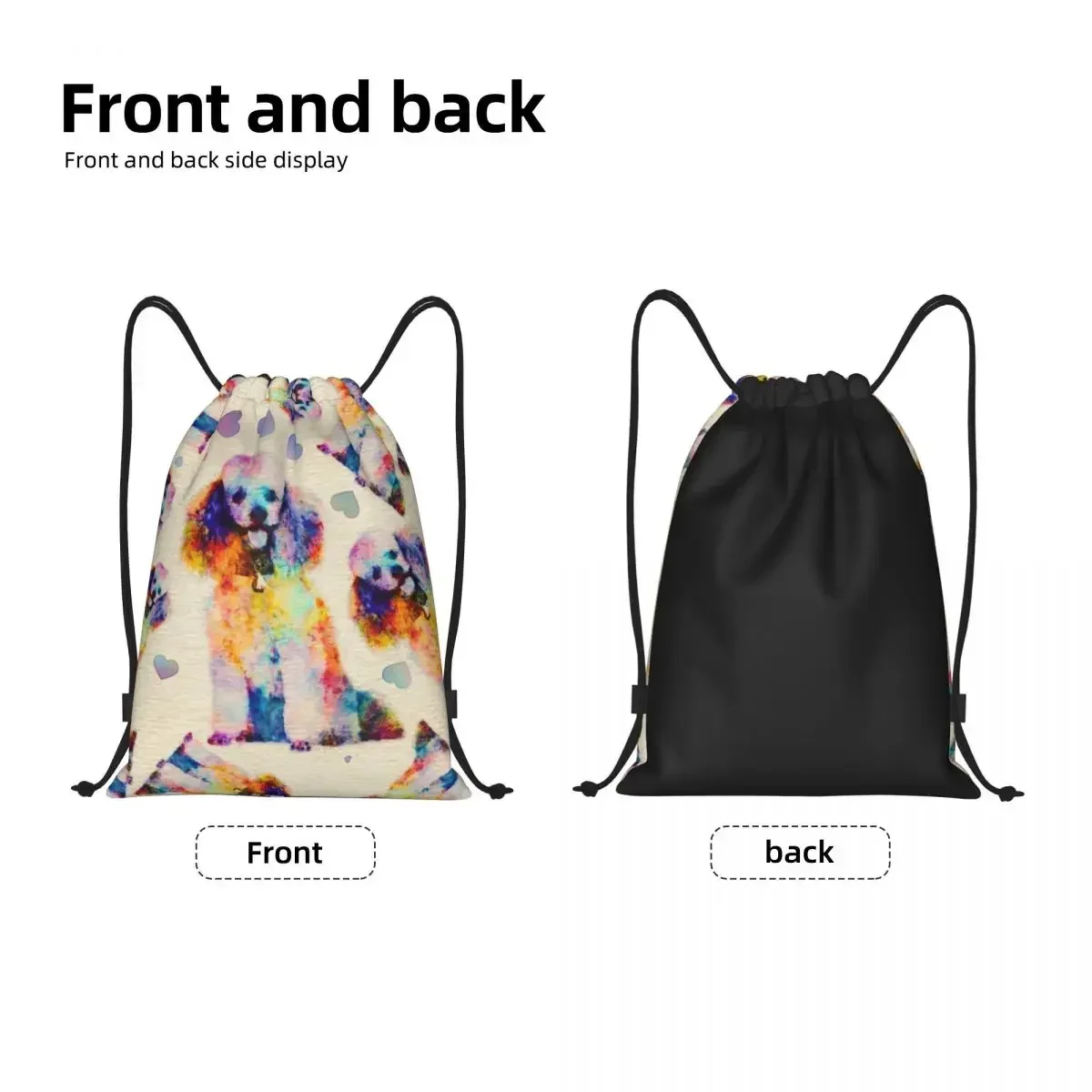 Custom Color Splash Poodle Dog Drawstring Backpack Bags Men Women Lightweight Pet Animal Gym Sports Sackpack Sacks for Traveling