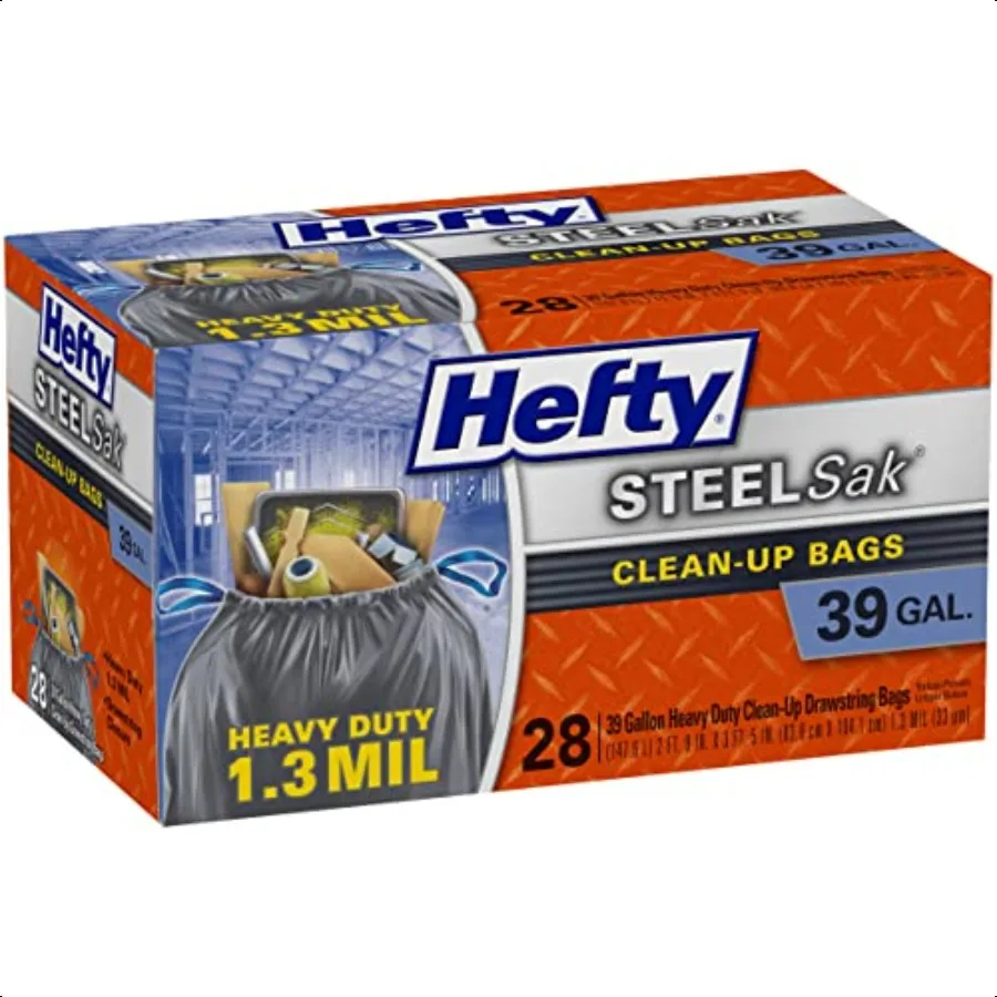 

SteelSak Heavy Duty Large CleanUp Trash Bags 39 Gallon 28 Count