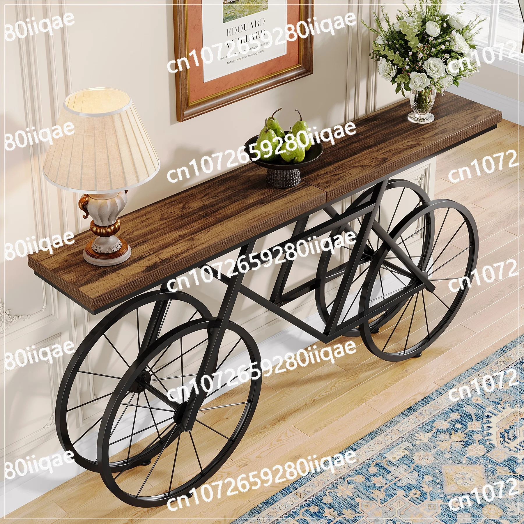 طاولة وحدة التحكم 70.9 بوصة طاولة أريكة طويلة جدًا مكتب مدخل خشبي ومعدني لغرفة المعيشة أثاث ديكور قاعدة دراجة جديدة #5