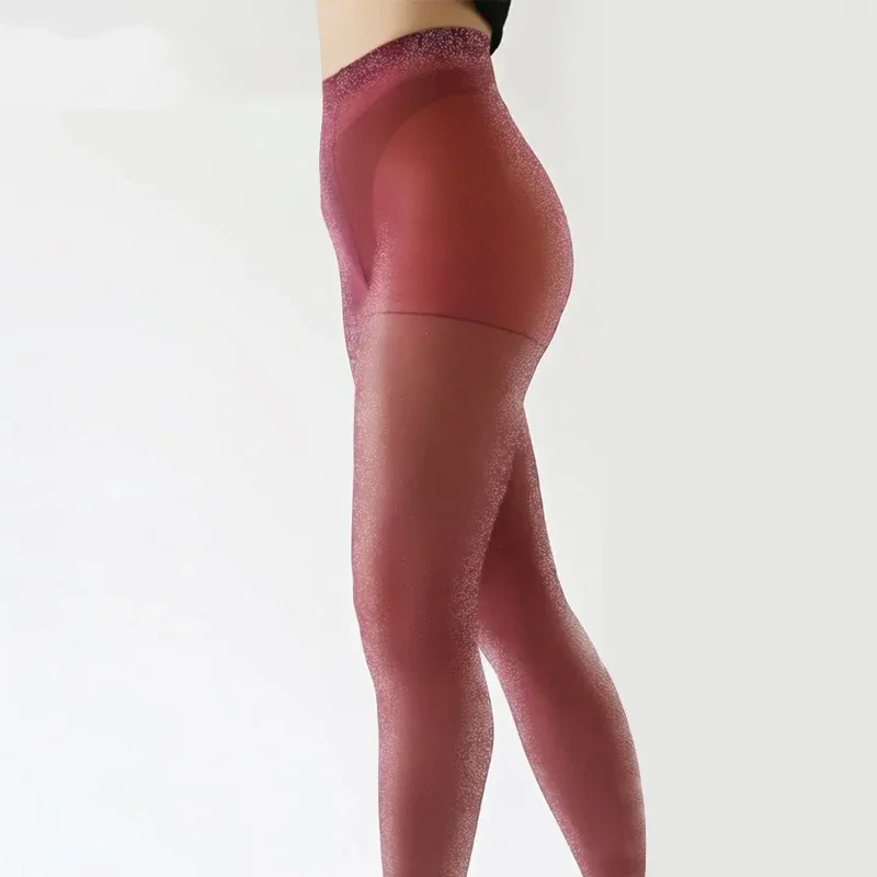 Kave 1pair 2024 Sexy Colored Tight Solid Color Sheer Stockings Shiny Pearlescent Socks Women Fashionable Sexy Legs Leggings