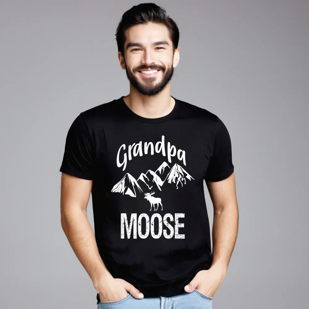 

Grandpa Moose T-shirt Grandfather Moose Casual Summer Cotton Fabric O-Neck Adult Tees T-shirts Classic Short Sleeve T-Shirt