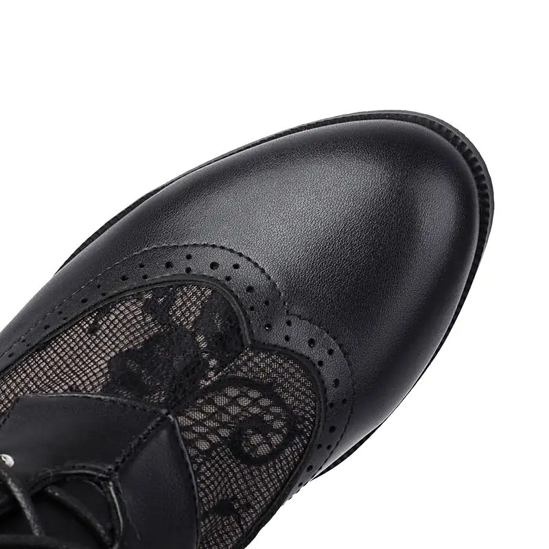 ASILETO Summer Mid Calf Boots for Women Round Toe Chunky Heels 5cm Lace Up Breathable Mesh Plus Size 46 47 48 Sexy Dating Bota