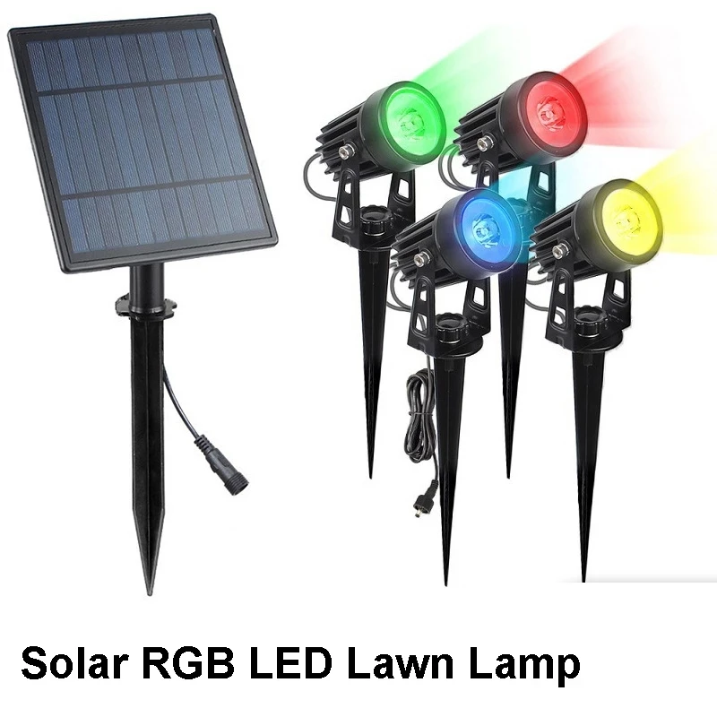 Solar Powered Spotlight RGB led lawn Lights Solar Panel Outdoor Lighting Landscape Yard Garden Tree Separately Lamp