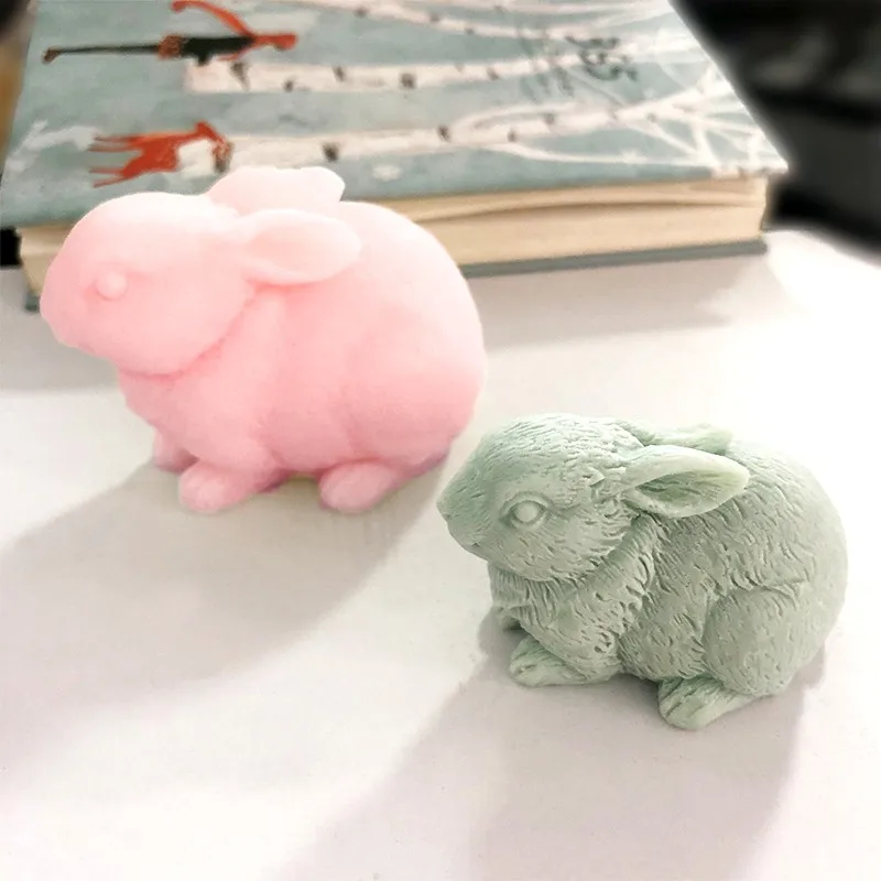 Cute 3D Rabbit Candle Mold DIY Chocolate Handmade Soap Plaster Gypsum Epoxy Resin Silicone Mould Home Decoration Ornaments