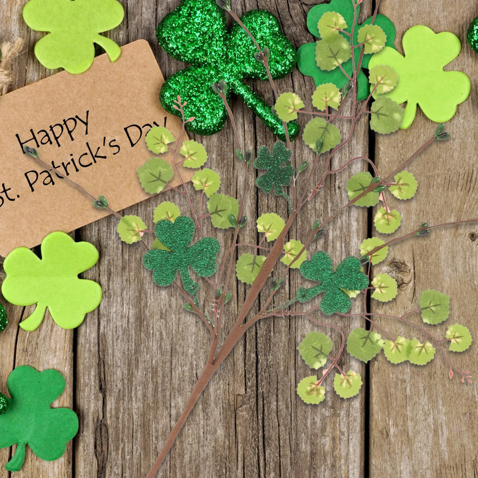

Simulated Plants Decor Artificial Leaf Stem Lightweight Fake Plants St Patrick's Day Faux Greenery Stem Decoration