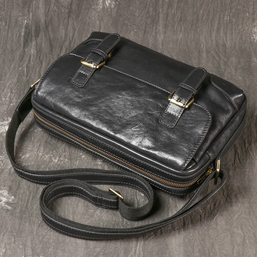 

Unisex Genuine Leather Messenger Bag Classic Shoulder Bag for Work & College
