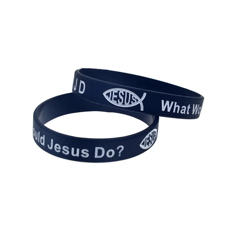 1 PC What Would Jesus Do WWJD Silicone Rubber Bracelet 1/2 Inch Wide Bangle