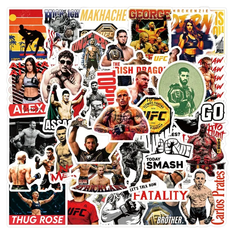 55Pcs Cartoon UFC Ultimate Fighting Stickers Creative Decorative Stationery Water Cup Journal Notebook Waterproof DIY Stickers
