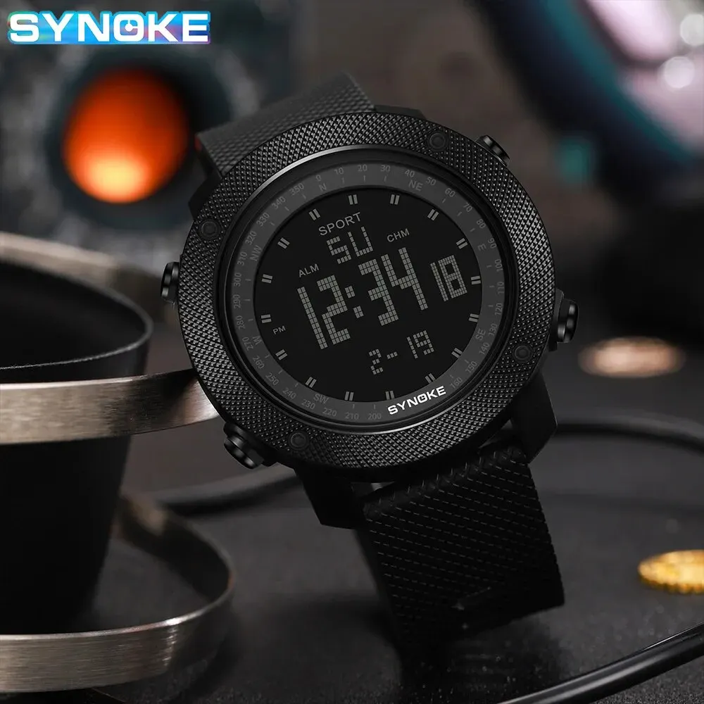 SYNOKE Digital Watch Waterproof Shock Resist Large Screen Outdoor Sports Running Swimming Outdoor Sport Military Watches WR50M