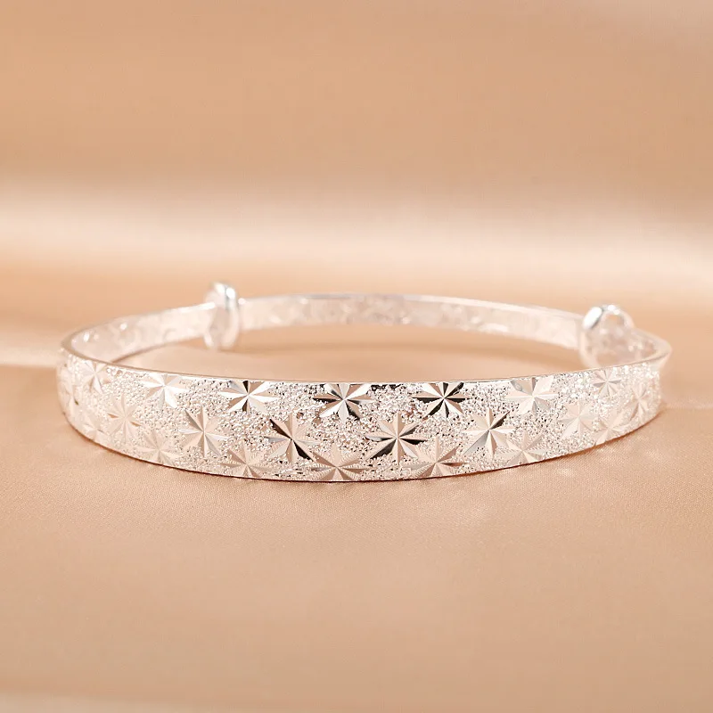 

New Trend 925 Sterling Silver Romantic Gypsophila Star Bangles For Woman Bracelets Fashion Party Wedding Jewelry Christmas Gifts