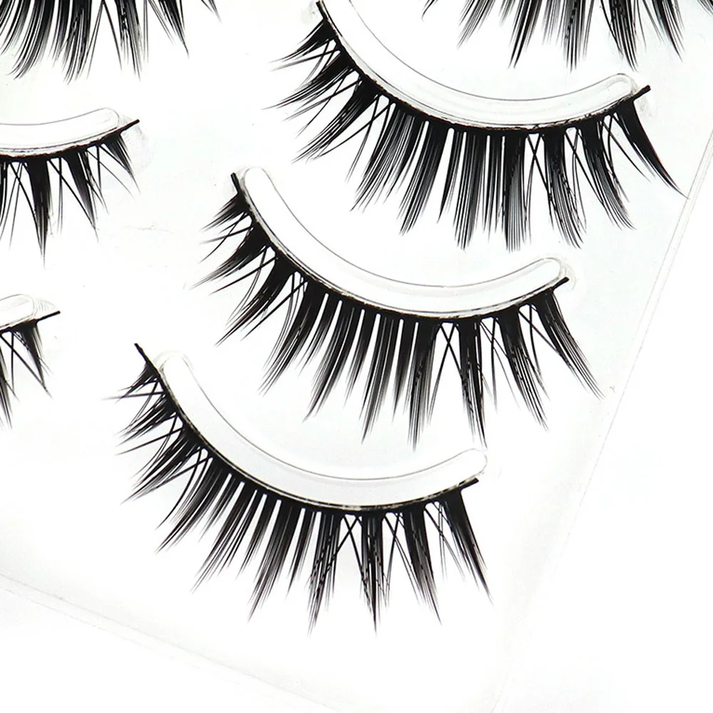 5 Pairs Makeup False Eyelash Thick Fasle Eyelashes Long Natural Thick Eyelash Extension Daily Wearing Show Cosplay Handmade