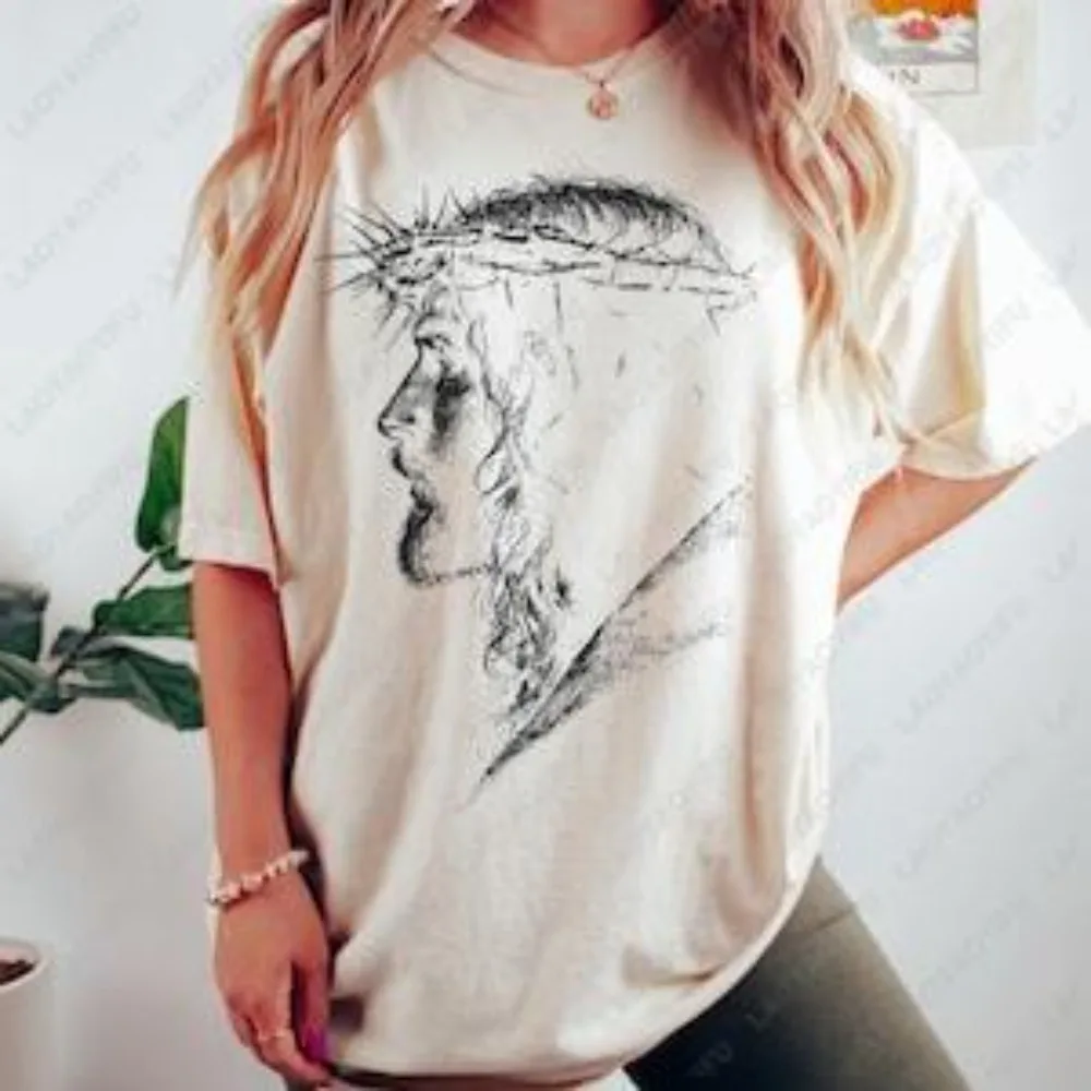 T-shirt graphique rétro Jésus années 90, motif Pâques, tenue chrétienne, vêtement respirant en coton pour la Résurrection