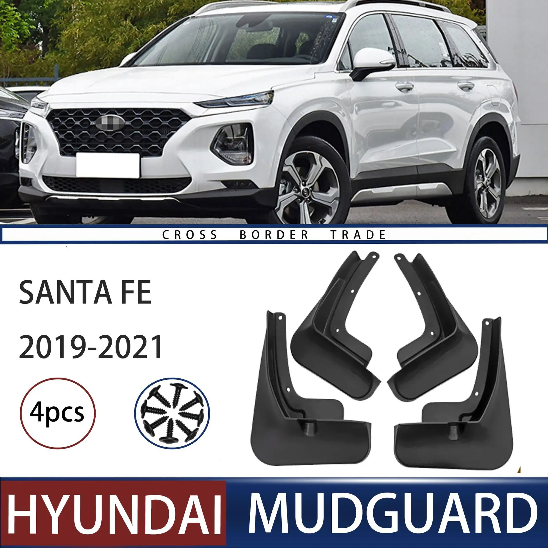 

FOR Hyundai Santa Fe 2019-2021 Car Molded Mud Flaps Splash Guards Mudguards Front Rear Styling Front Rear Car Accessories