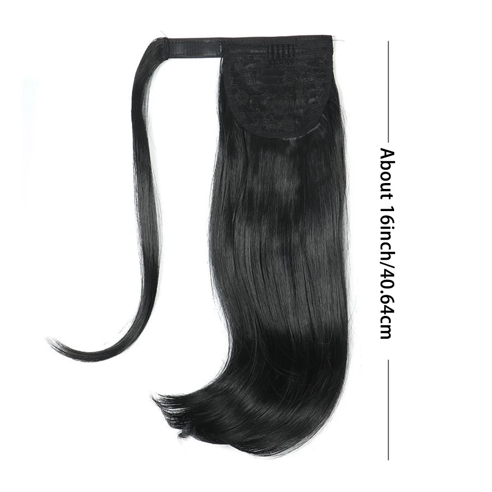 16inch Clip-in Wrap Around Ponytail Synthetic Hair Extension wigs Straight With Slight Curly End hair pony tail False Hair piece