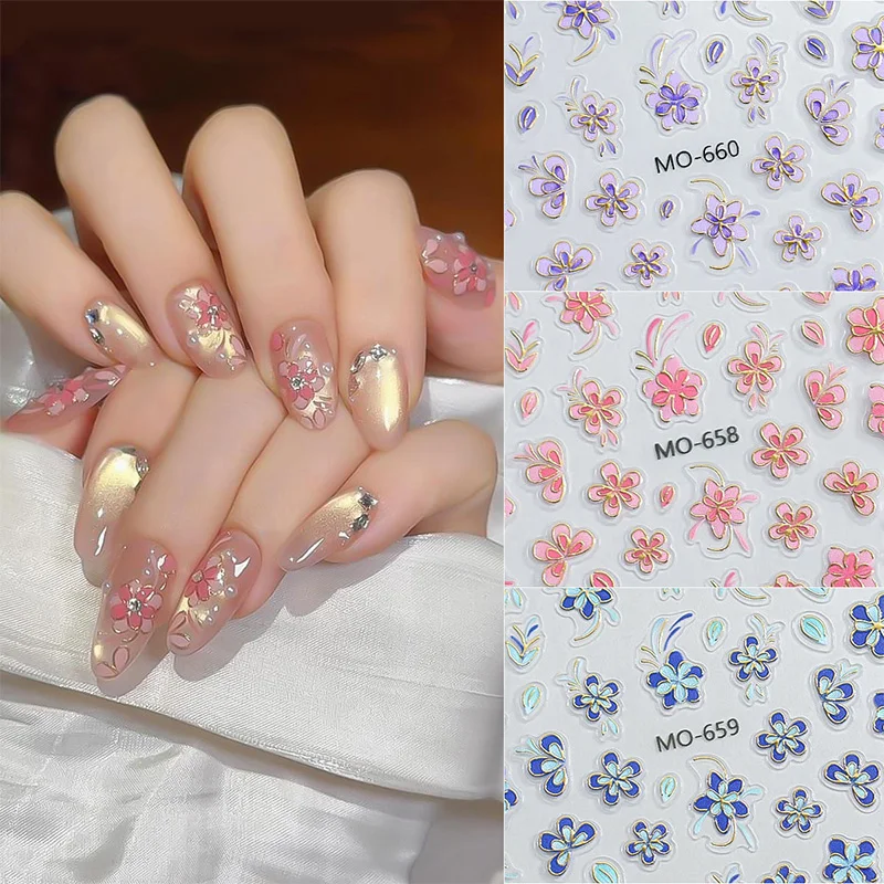 Autocollants 3D fleur blanche pour Nail Art, 1 pièce, curseur adhésif Floral mignon, décalcomanies de décoration, breloques pour ongles, accessoires adhésifs, DIY bricolage