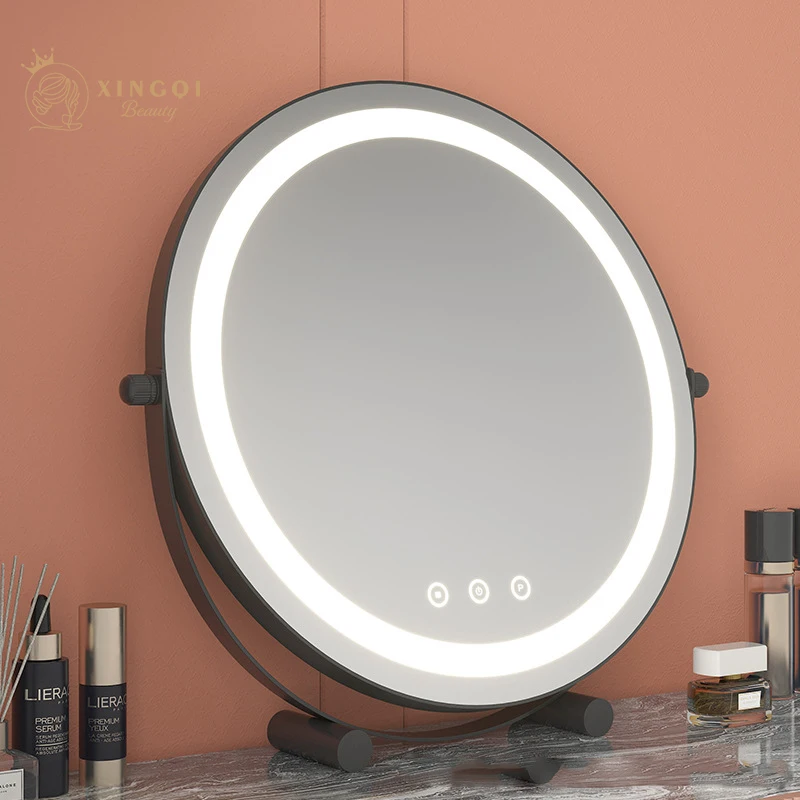 30cm medium size makeup vanity mirror portable led mirror desk round mirrors for living room dressing rechargeable/plug-in