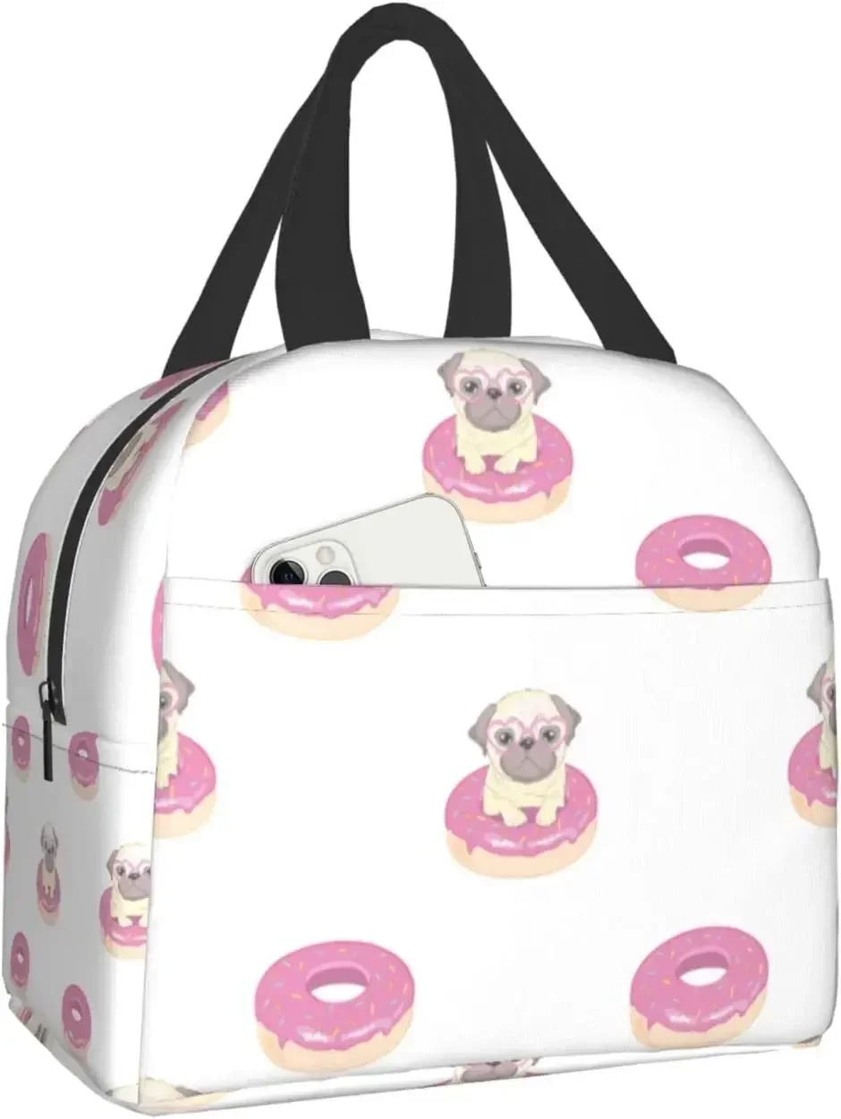 Cute Donut and Cupcake Print Lunch Box, Kawaii Small Insulation Lunch Bag, Reusable Food Bag Lunch Containers Bags for Women Men