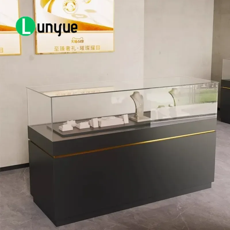 Transparent Glass Display Cabinet for Jewelry Mobile Phone Cigarette Commercial Counter Shelf Showcase Storage Container with
