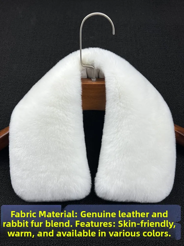 Whole Skin  Collar Rabbit Fur Rectangular Warmth Business Style for Men And Women Winter Spring Autumn Seasonal Accessories