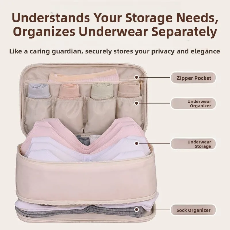 

Travel Portable Three-in-One Large Capacity Underwear Socks Storage Bag Polyester Material Family Storage Bag for Luggage