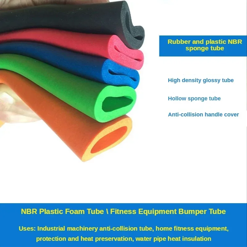 1M 6mm-50mm(Inner Diameter)  Foam Rubber Tube Fitness Equipment Handle Bars Thermal Insulation Pipe SpongeBlack Blue Green Red