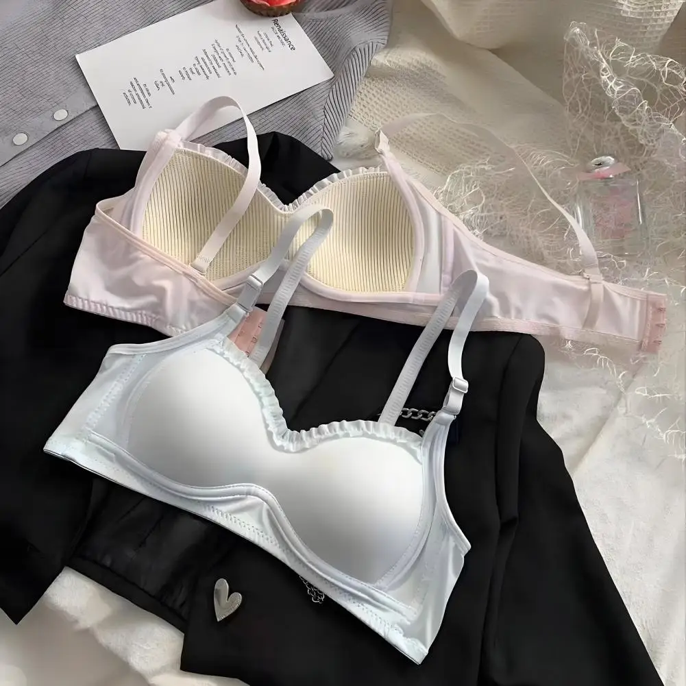 

3 шт. милое нижнее белье для женщин, милый кружевной студенческий бюстгальтер для подростков, тонкий с регулируемыми бретелями, беспроводной тренировочный бюстгальтер с разработкой ﻿