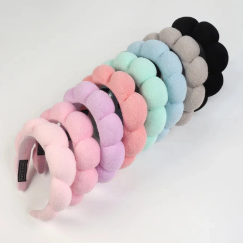 

New Fashion Sponge Headband for Women Girls Puffy Hair Band Makeup Bubble Retro Terry Cloth Headbands Hair Accessories Headwear