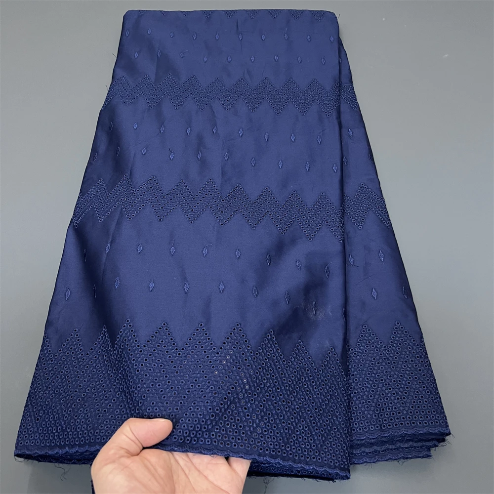 

2025 African Nigerian Tulle Lace Fabric for Dress Sewing High Quality Damask Cotton Pure Embroidery Wedding Party 5Yard hz1374